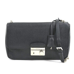 Prada crossbody shoulder bag leather metal black silver